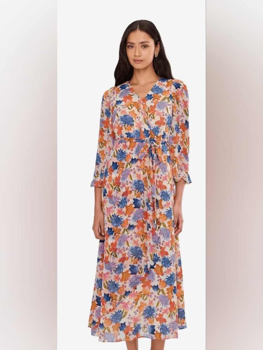 Vince Camuto S Floral V-Neck Wrap Maxi Dress - Multicolor